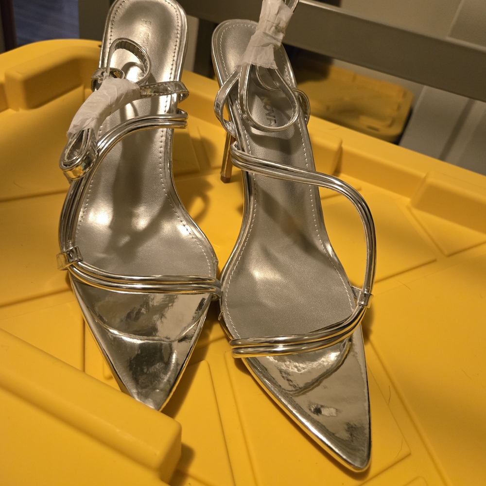 Elegant Silver Strappy Heels